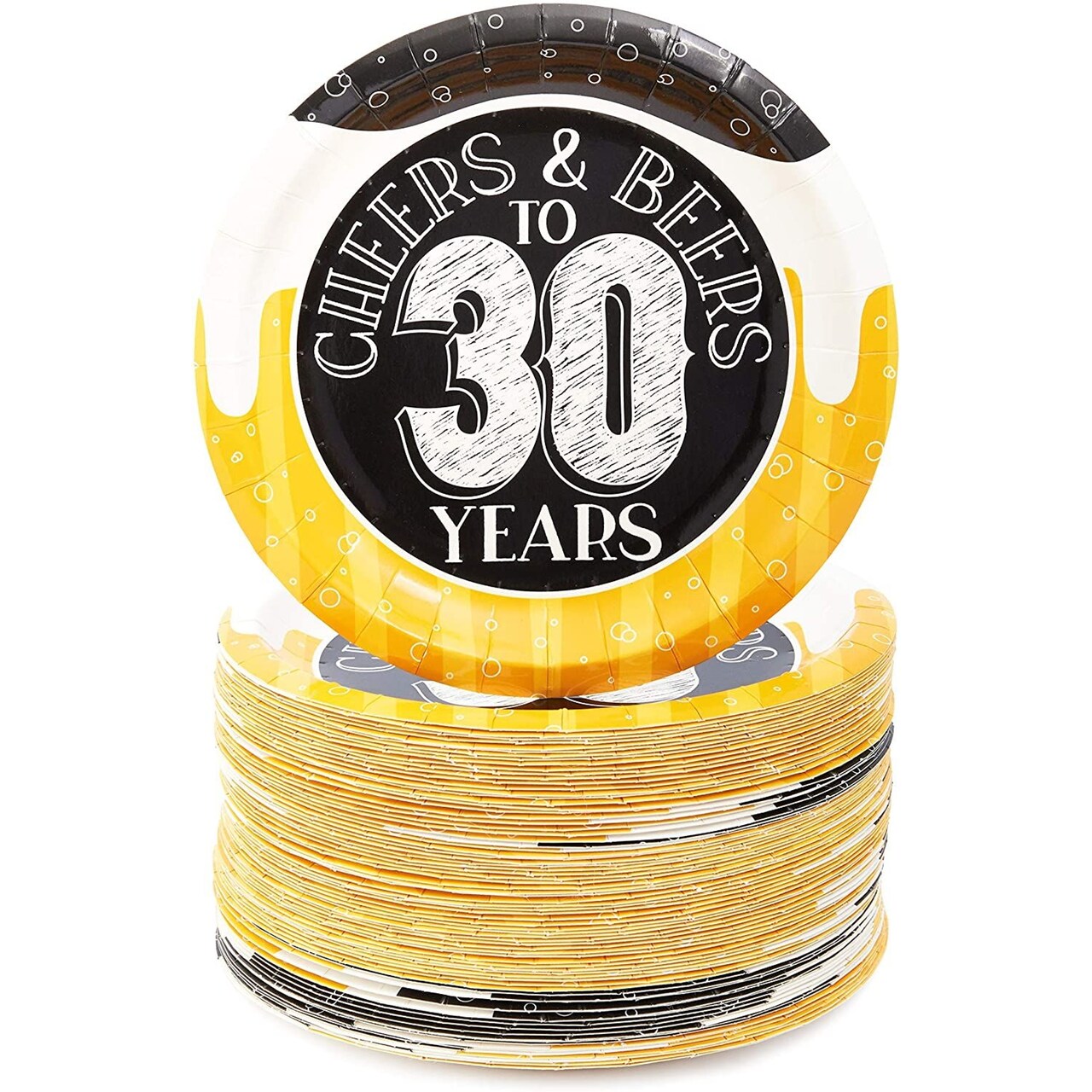 Celebrate 30 Years Paper Plates for 30th Birthday Party (7 In, 80 Pack)